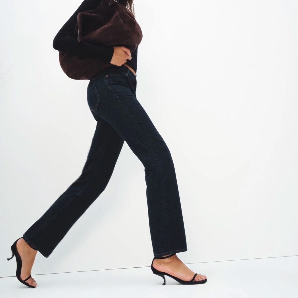 Reformation Greer Mid Rise Straight Long Jeans Blue - Size 25L